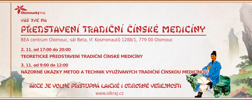 Pozvánka na představení tradiční čínské medicíny v Olomouci 2. a 3. listopadu 2018